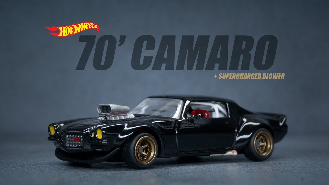 70' Chevy Camaro with Supercharger Blower Engine Hot Wheels Custom - Tolle Garage