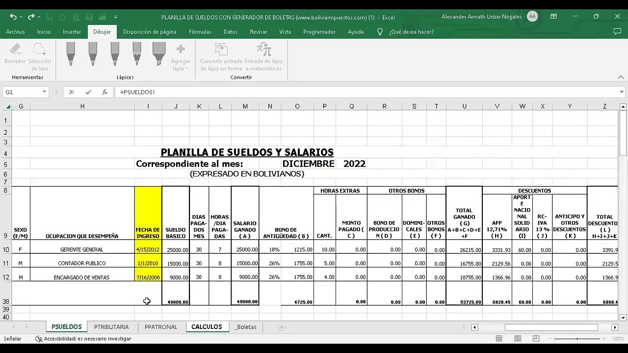 PLANILLAS DE SUELDOS Y SALARIOS COMPLETA