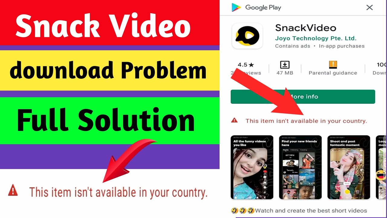 Snack Video App Download Problem Solution | How To Download Snack Video App In India / Pakistan