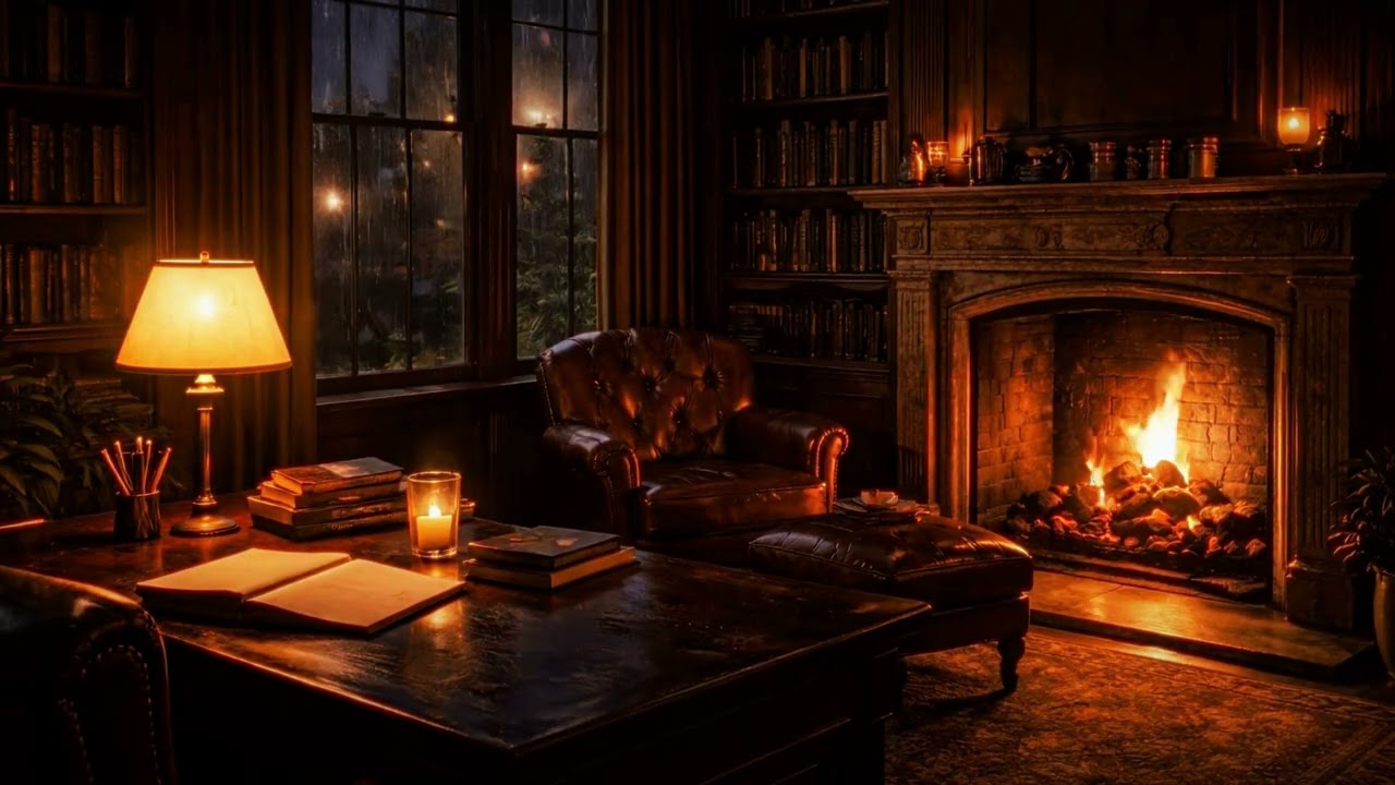 Rain and Fireplace Sounds for Studying | Quiet Night Ambience (No Music)