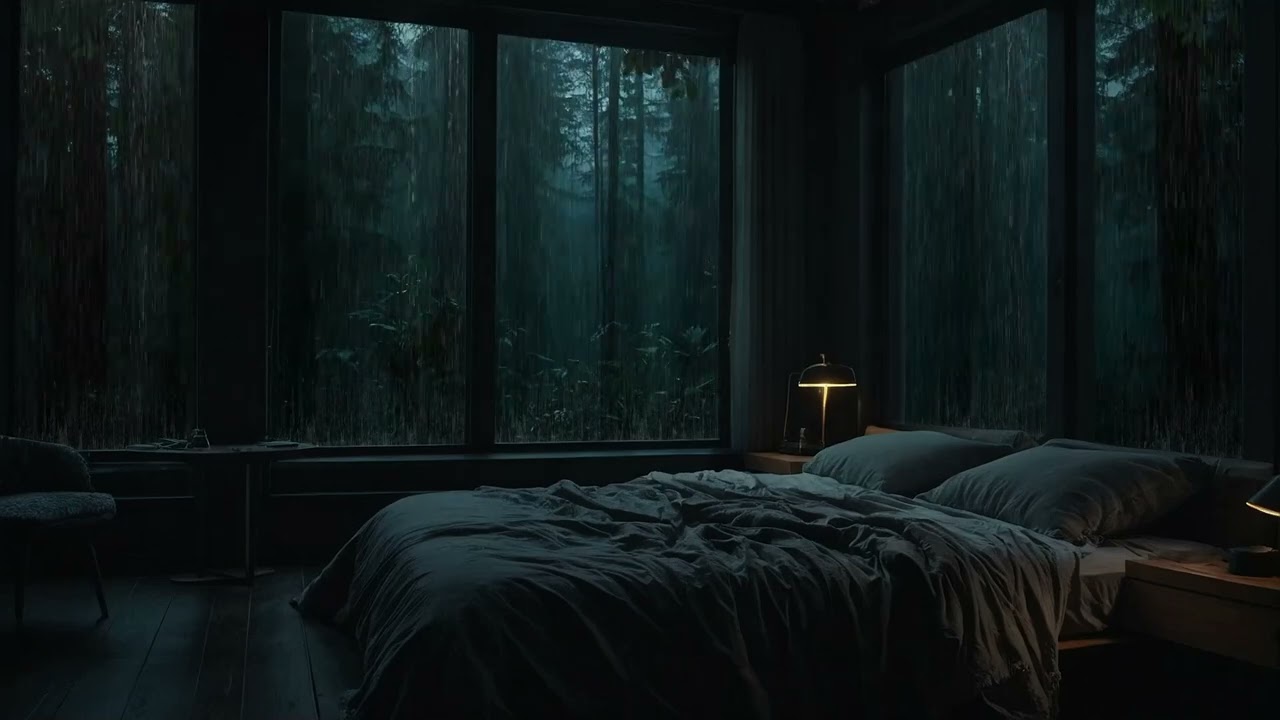 Night Rain Sounds from the Bedroom Window | Sleep Fast