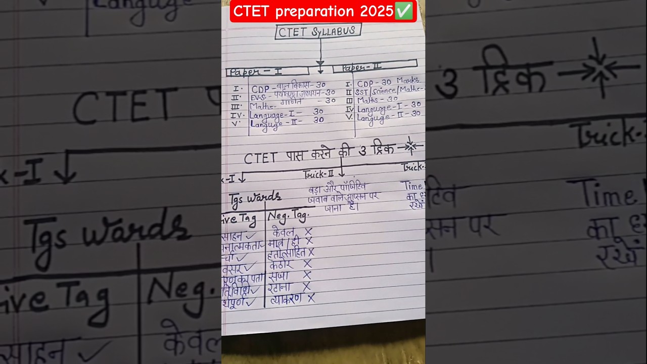 CTET पास करने की3 आसान ट्रिक✅✅📚📚# CTET classes # ytshorts # CTET preparation # CTET 2025 # CTET syll