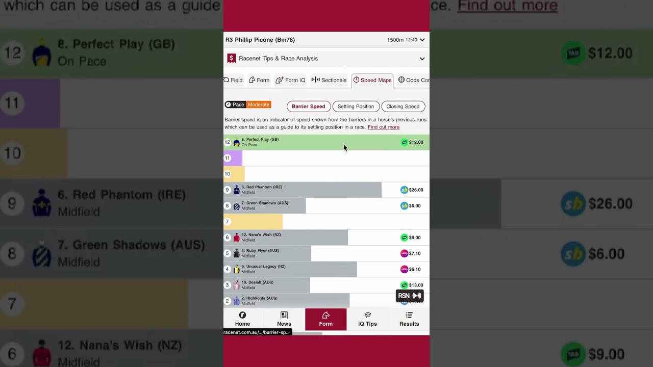 RACENET: FORM IQ FEATURE