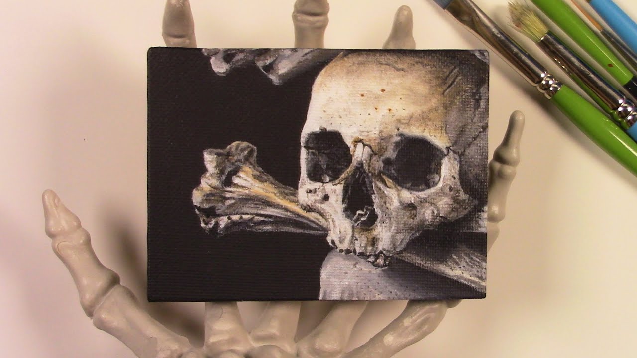 How To Paint a Skull / Acrylic Painting Time Lapse