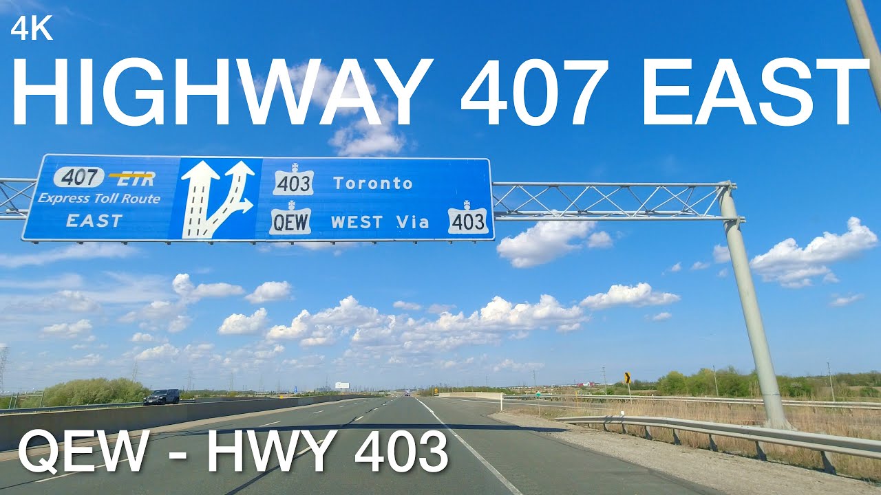 Highway 407 East ETR from QEW, Hamilton to Highway 403, Oakville Ontario, 25km
