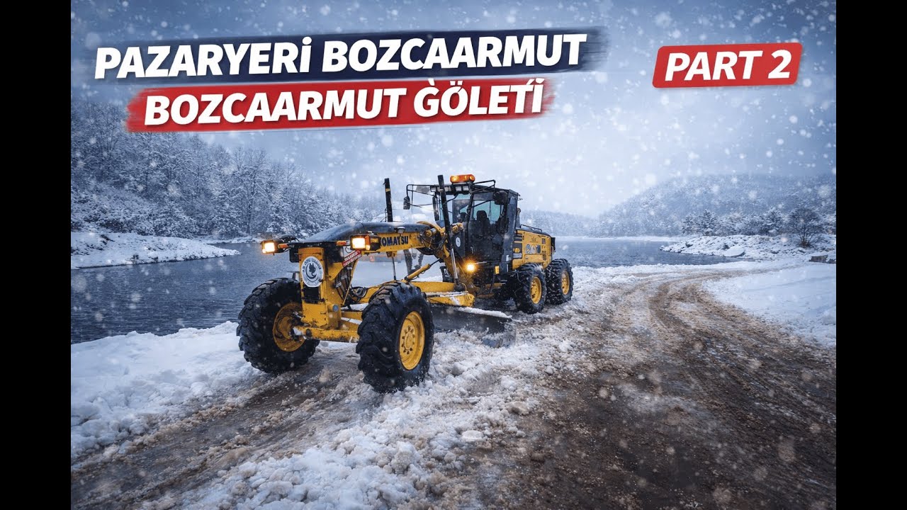 Pazaryeri Bozcaarmut Göleti Kar Küreme Çalışması | Greyder ile Zorlu Kış Mücadelesi – Part 2