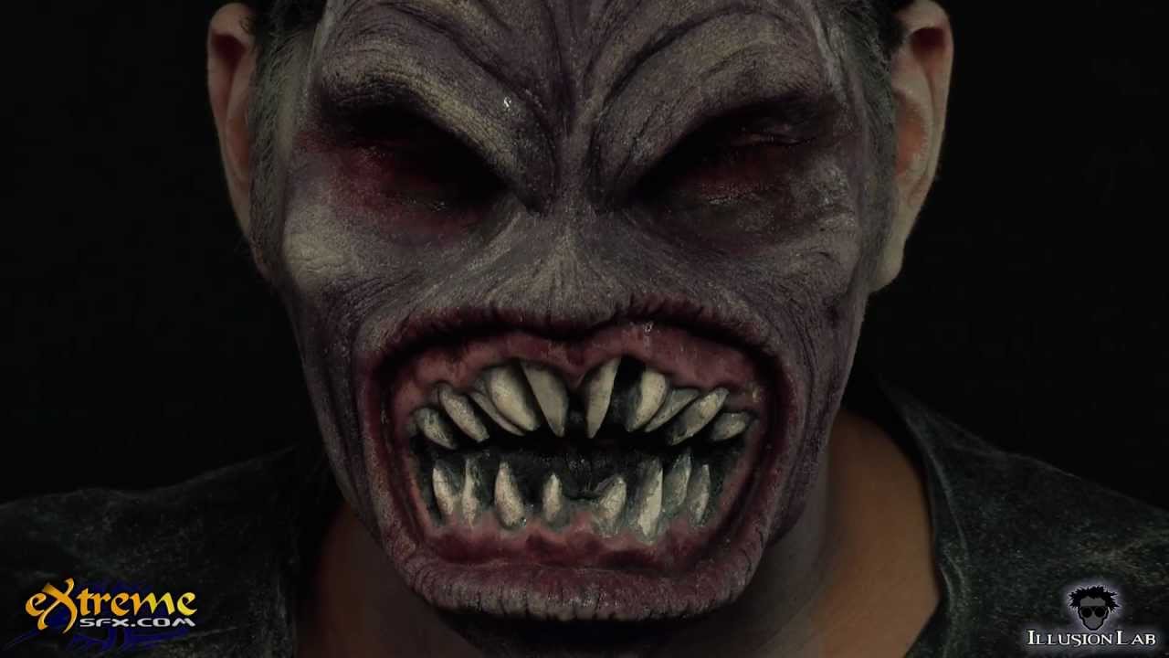 Scary Monster Makeup How-to, Beast Halloween Makeup Tutorial