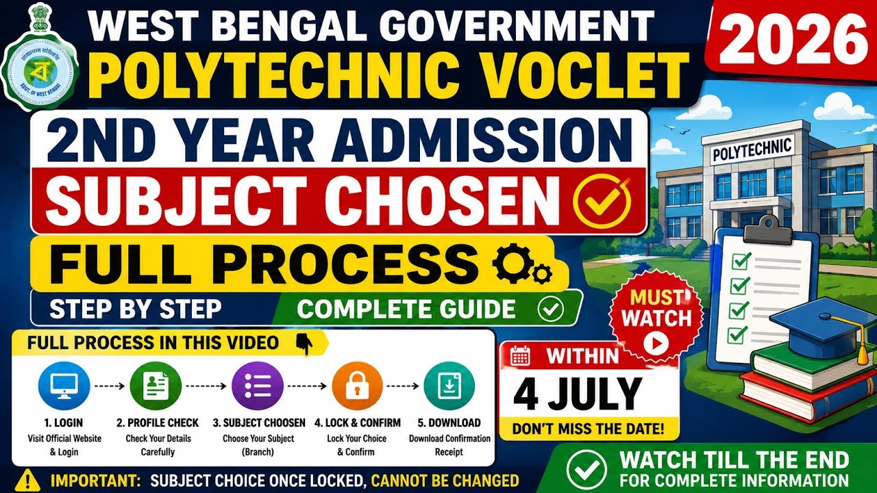 🚨 VOCLET 2026 Subject Choice Started! WB Polytechnic 2nd Year Admission: Will You Subject Lock & ...