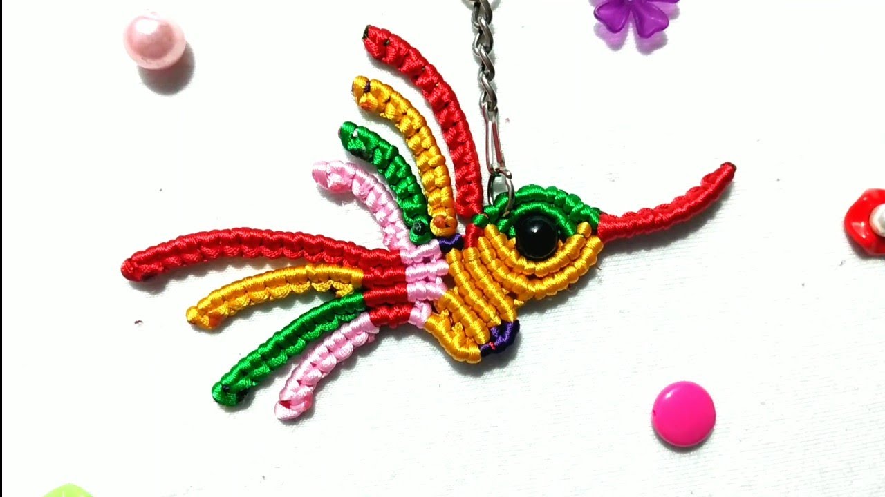 #Bird macrame keychain,gantungan kunci burung tali satin,macrame animal,pelangi shop
