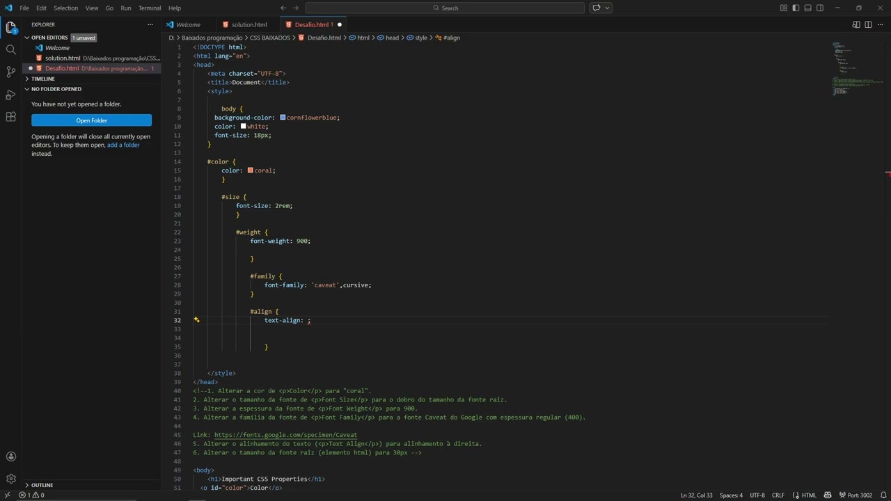 Resolvendo atividade do curso de CSS