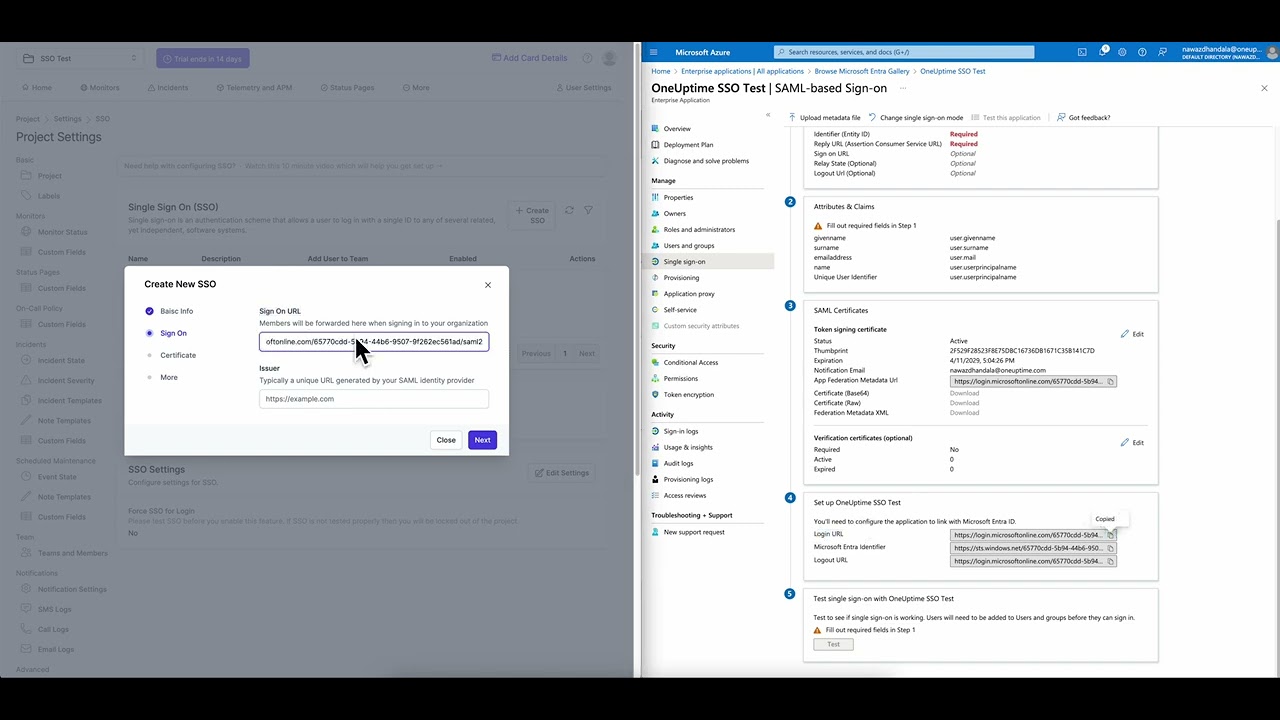 Setup SSO with Azure Entra ID and OneUptime