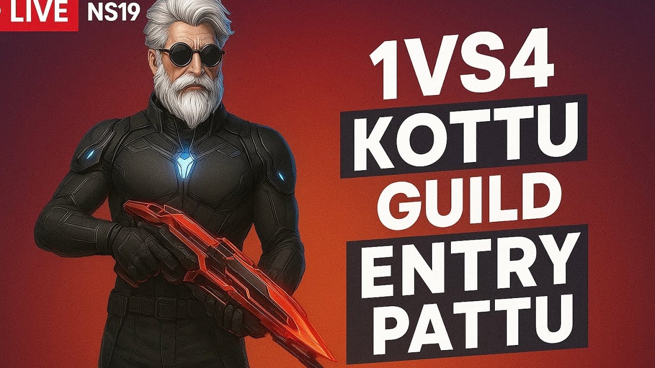 1Vs4 Kottu Mass Live | Free Fire Telugu | NS19 Guild Entry Pattu 🔥 #NS19