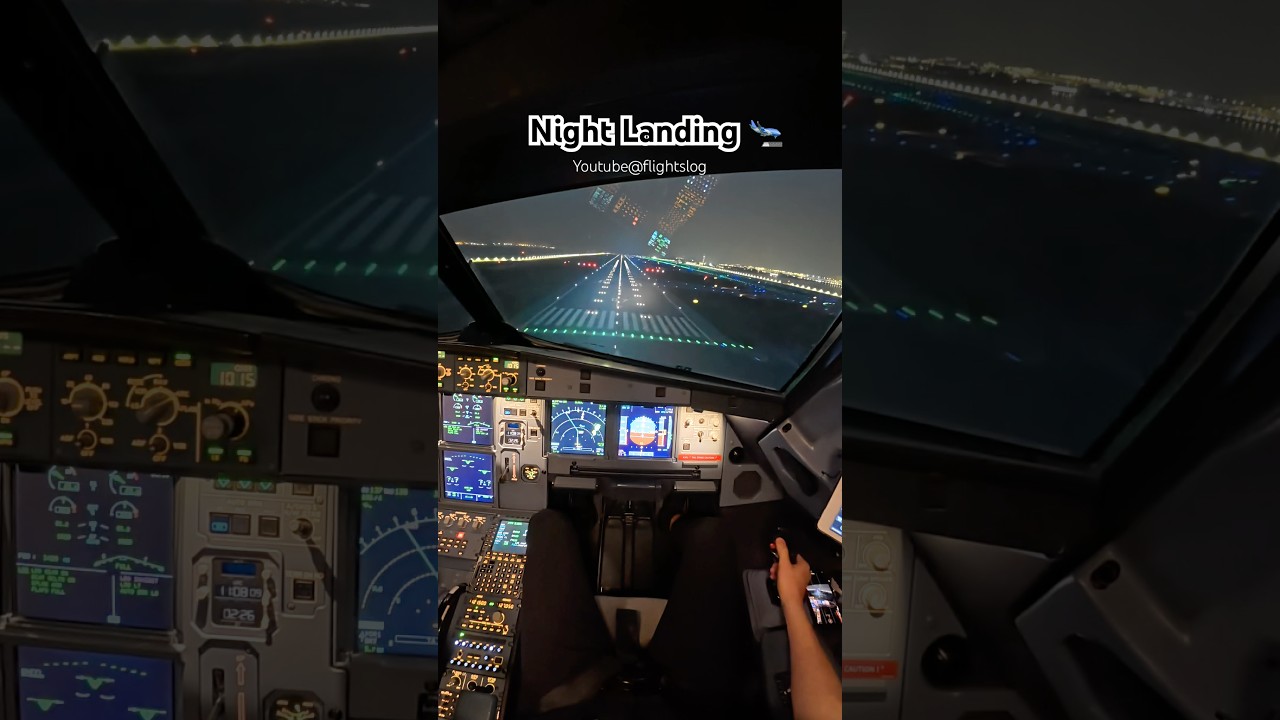 Night Landing 🛬 #aviation #airbus #pilot