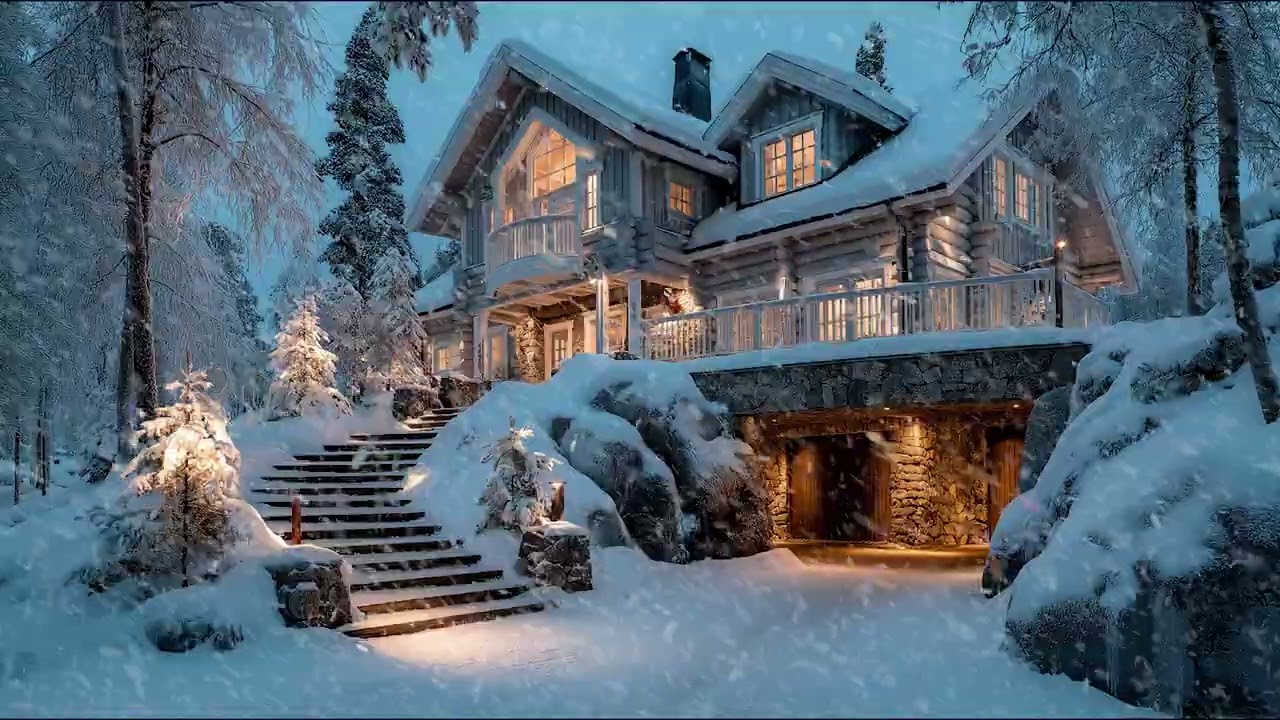 Peaceful Snowstorm Outside with Soft Wind and Snow Sounds for Relaxation, Sleep and Stress Release