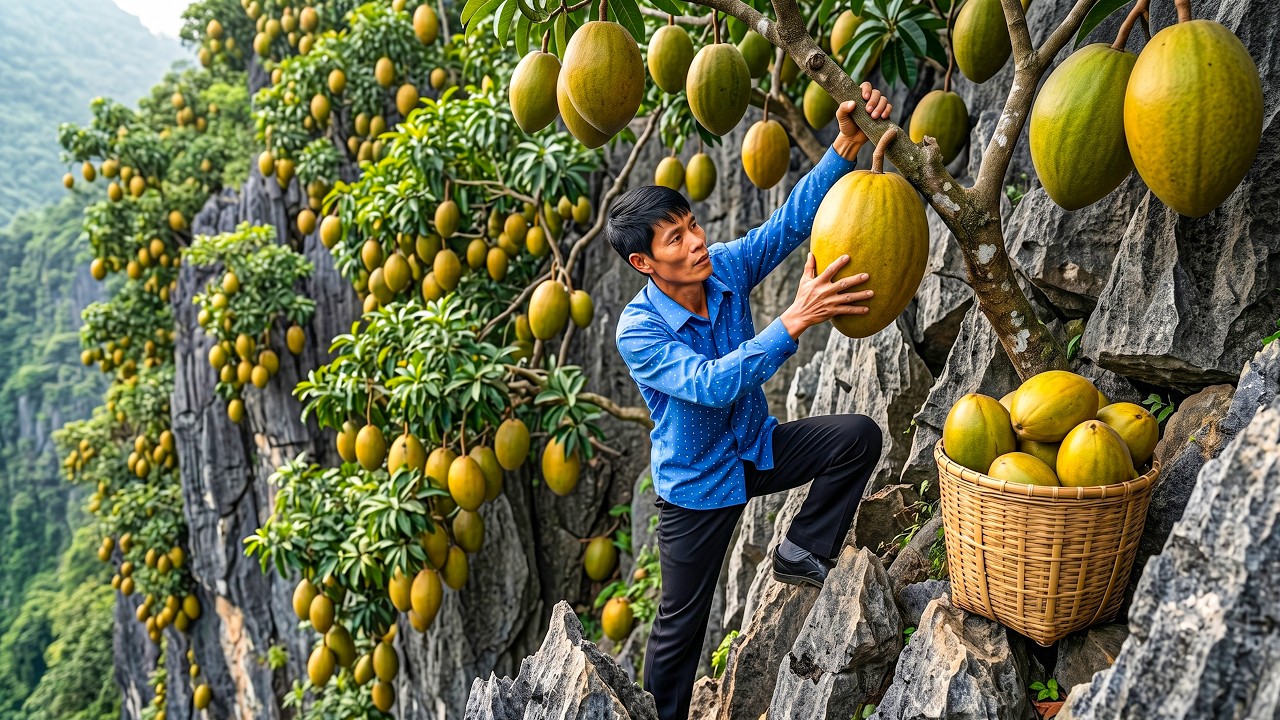 Harvesting 1000+KG Egg Fruits ( Lucuma) On The Cliff to Sell at the Market - Taking Care of the Pigs