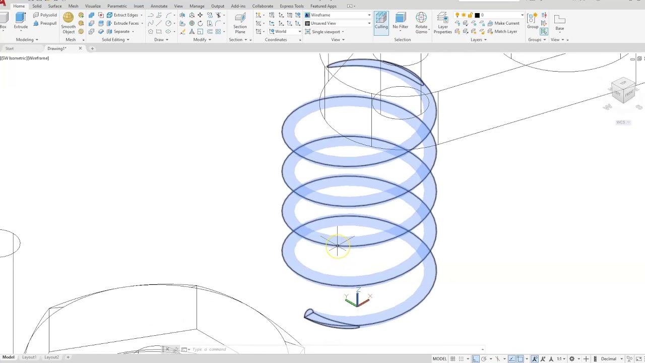AutoCAD 3D - Helix, Sweep, and Extrude