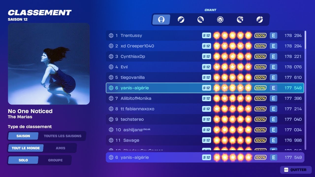 FORTNITE FESTIVAL S12 - No One Noticed | The Marias - Chant