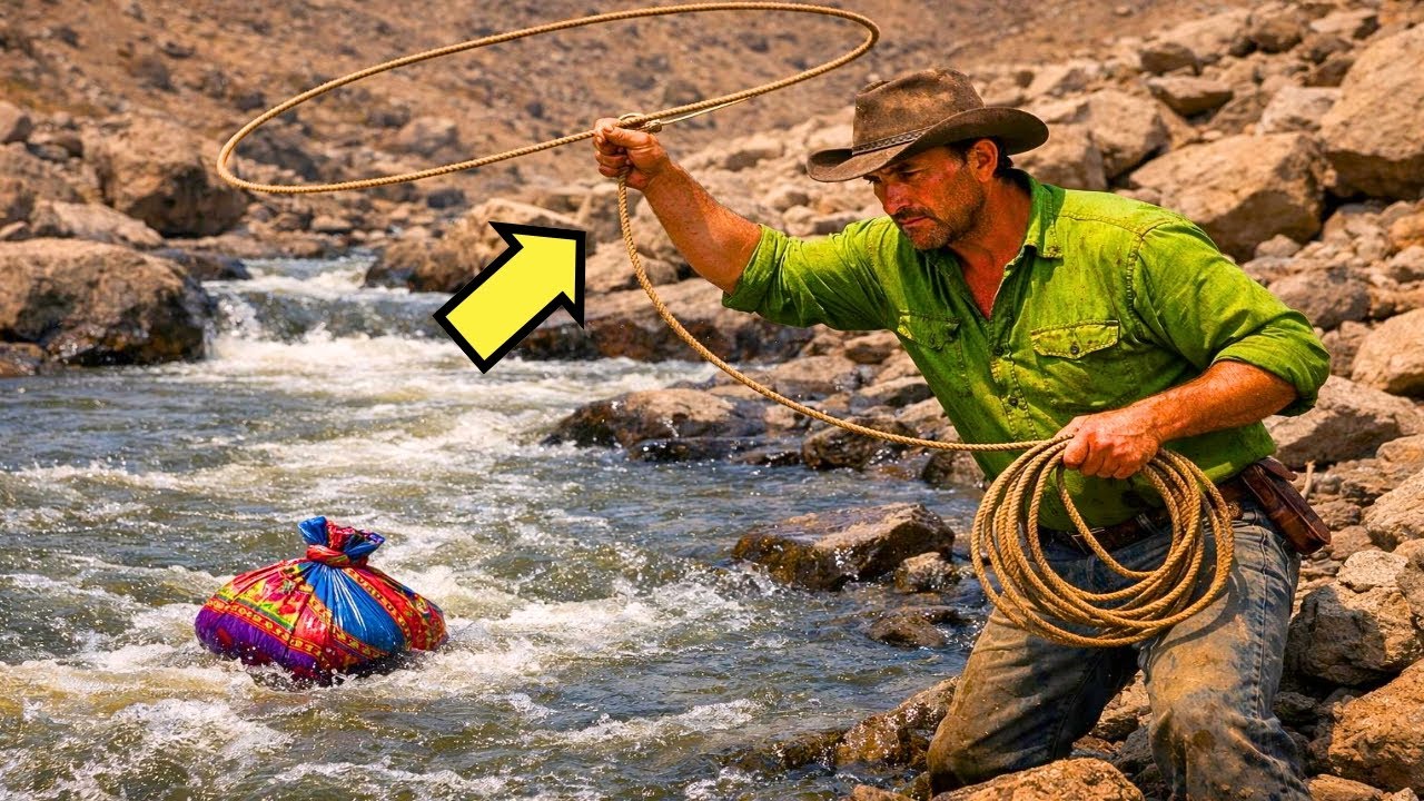 VAQUERO ATRAPA BOLSA FLOTANDO EN EL RÍO… Y SE CONGELA AL VER LO QUE HABÍA DENTRO