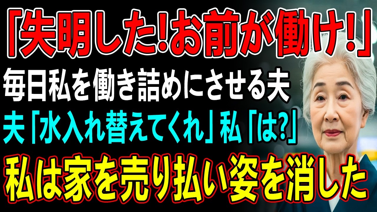 何者かに襲われ失明した夫のために365日パートを3つやり、家事の全てをする私に夫「水取り替えろ」空っぽのウォーターサーバーを見た瞬間、家を売り払い姿を消した