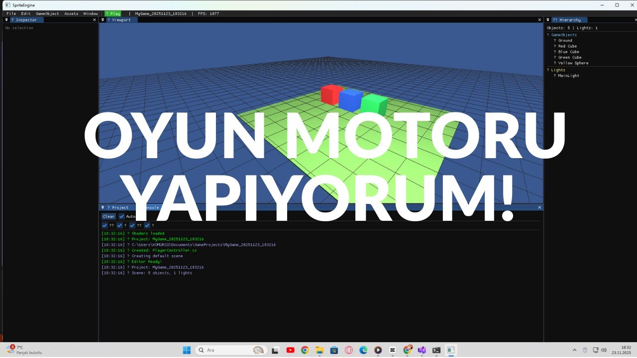 OYUN MOTORU YAPIYORUM! Devlog 1