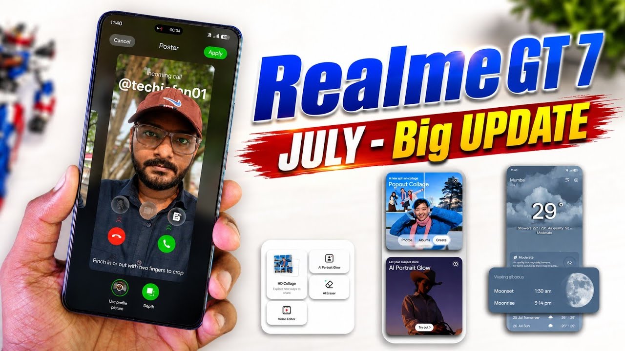 Realme GT 7 July Big Update - Call Background Depth Effect, Weather Widget, Photos - 16.0.0.400