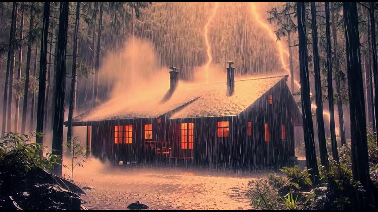 LIVE 24/7  🌧️  Warm Cabin in the Dark Woods  🔥 |  Insomnia Relief 😴 |  Relaxing Nature Sounds | Blac