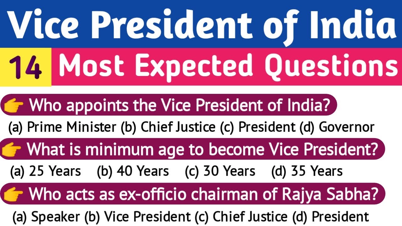 All Important MCQs on Vice President of India