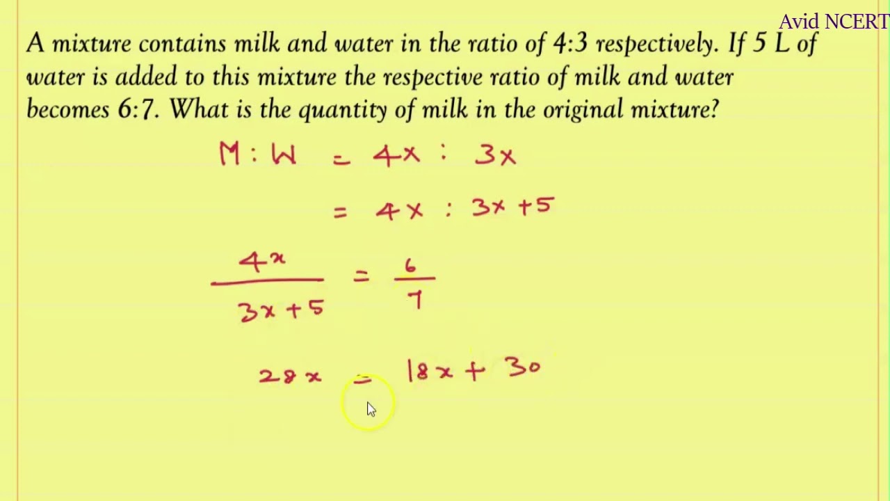 A mixture contains milk and water in the ratio 4:3 respectiv