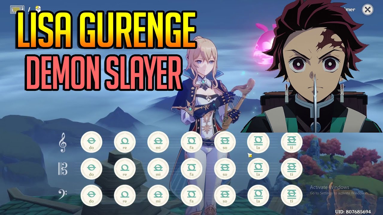 Lisa Gurenge Demon Slayer Cover Genshin Impact With Notes !!
