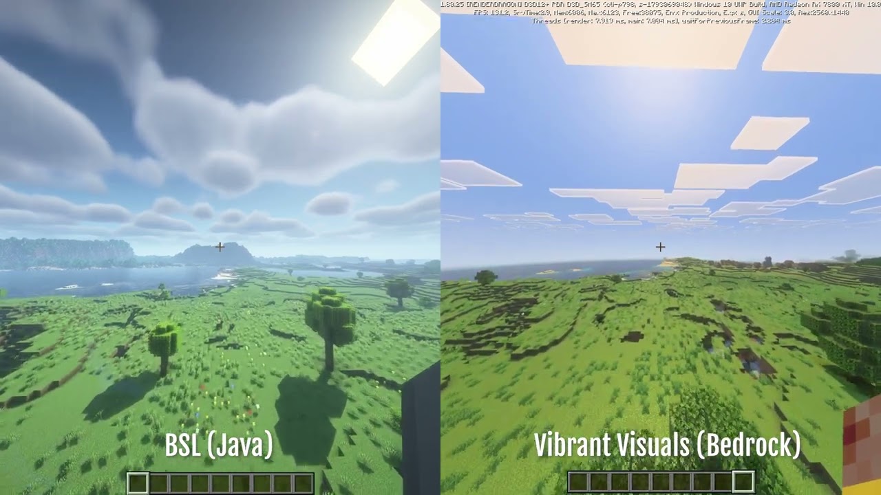 Minecraft Vibrant Visuals vs BSL Comparison