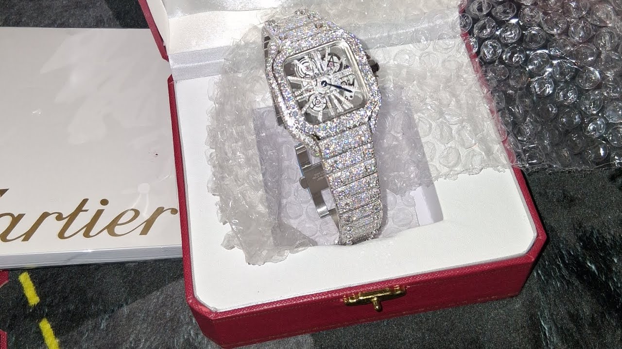 Распаковка часов с муассанитом (CARTIER SANTOS SKELETON💎🥶)