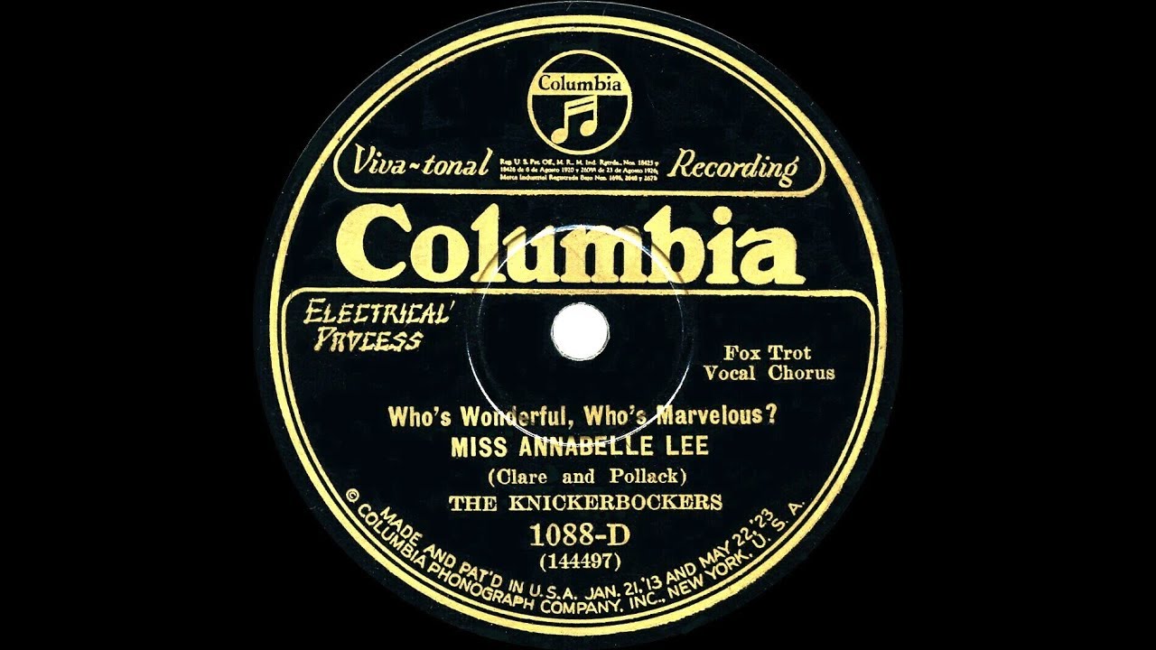 1927 Ben Selvin  (as ‘The Knickerbockers’) - Miss Annabelle Lee (Ben Selvin, vocal)
