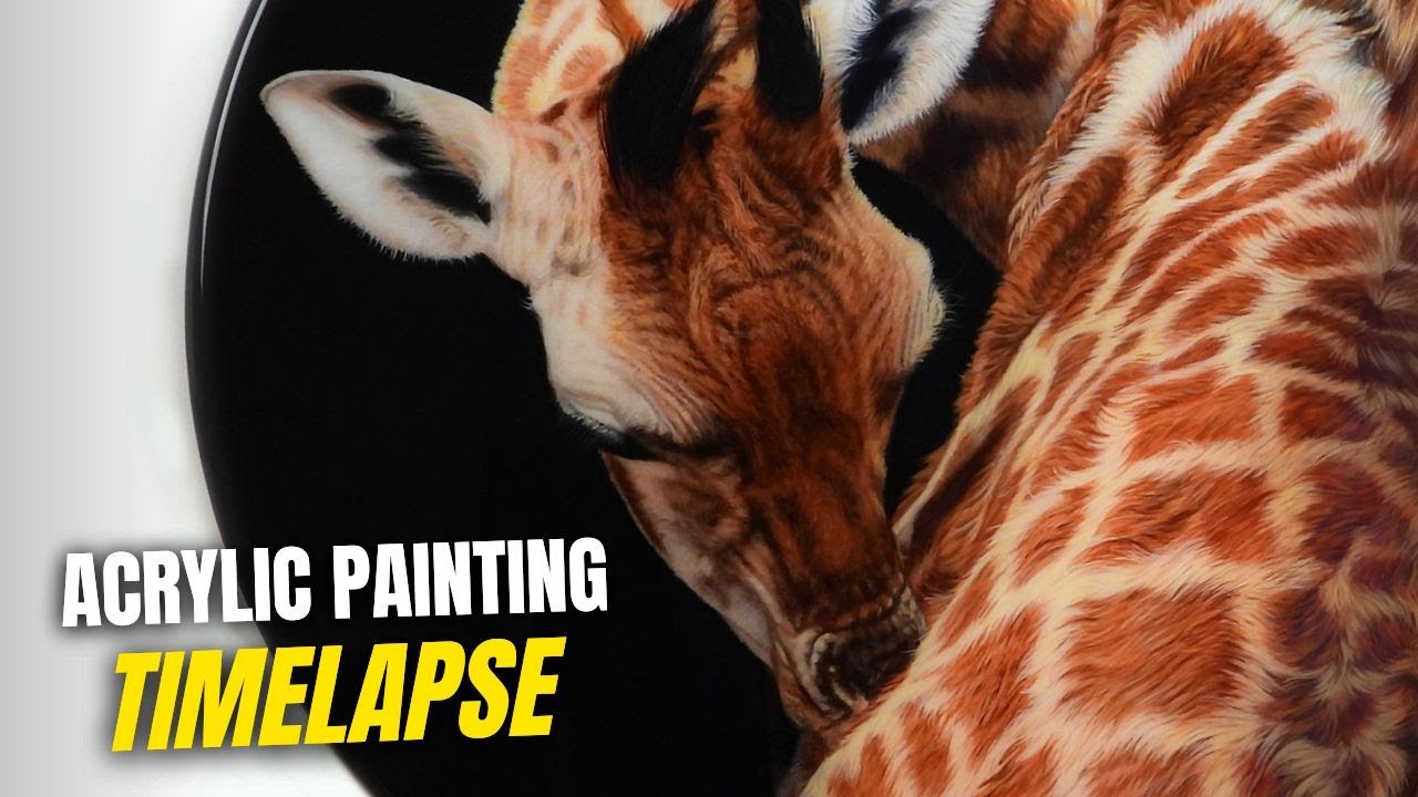 Realistic Giraffe Painting In Acrylics | Painting Time-lapse