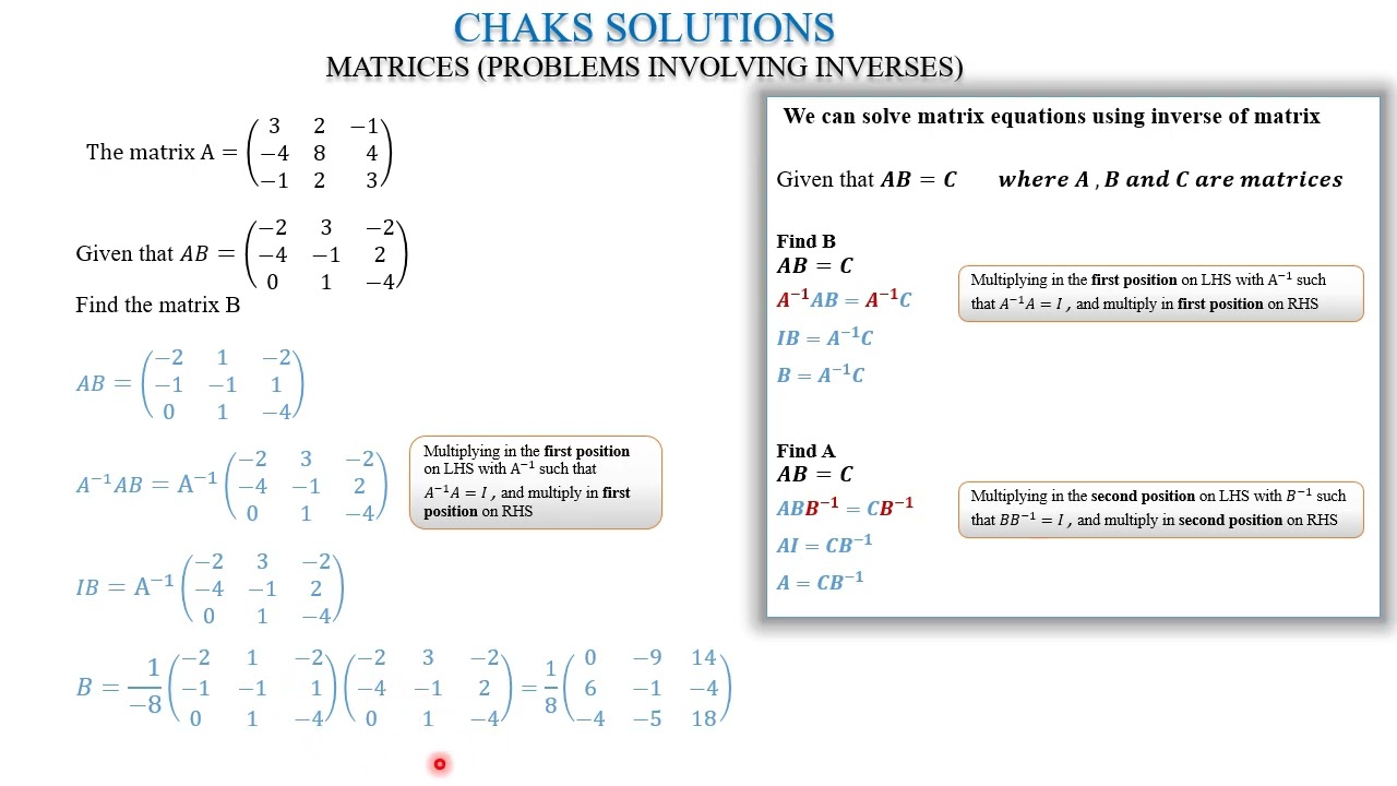 Matrices(Problems Involving Inverses)