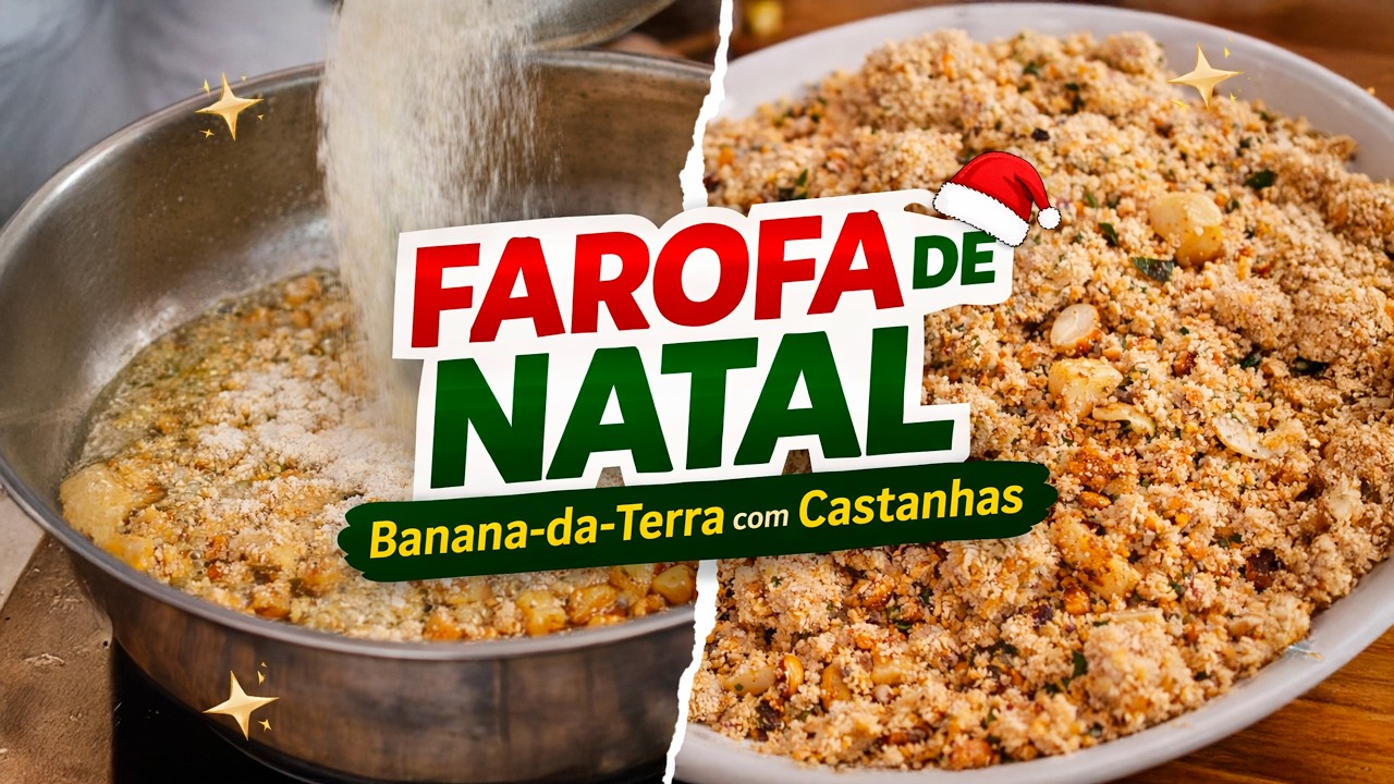 FAROFA DE BANANA DA TERRA COM CASTANHAS | Receita de farofa natalina [FAROFA DE NATAL]