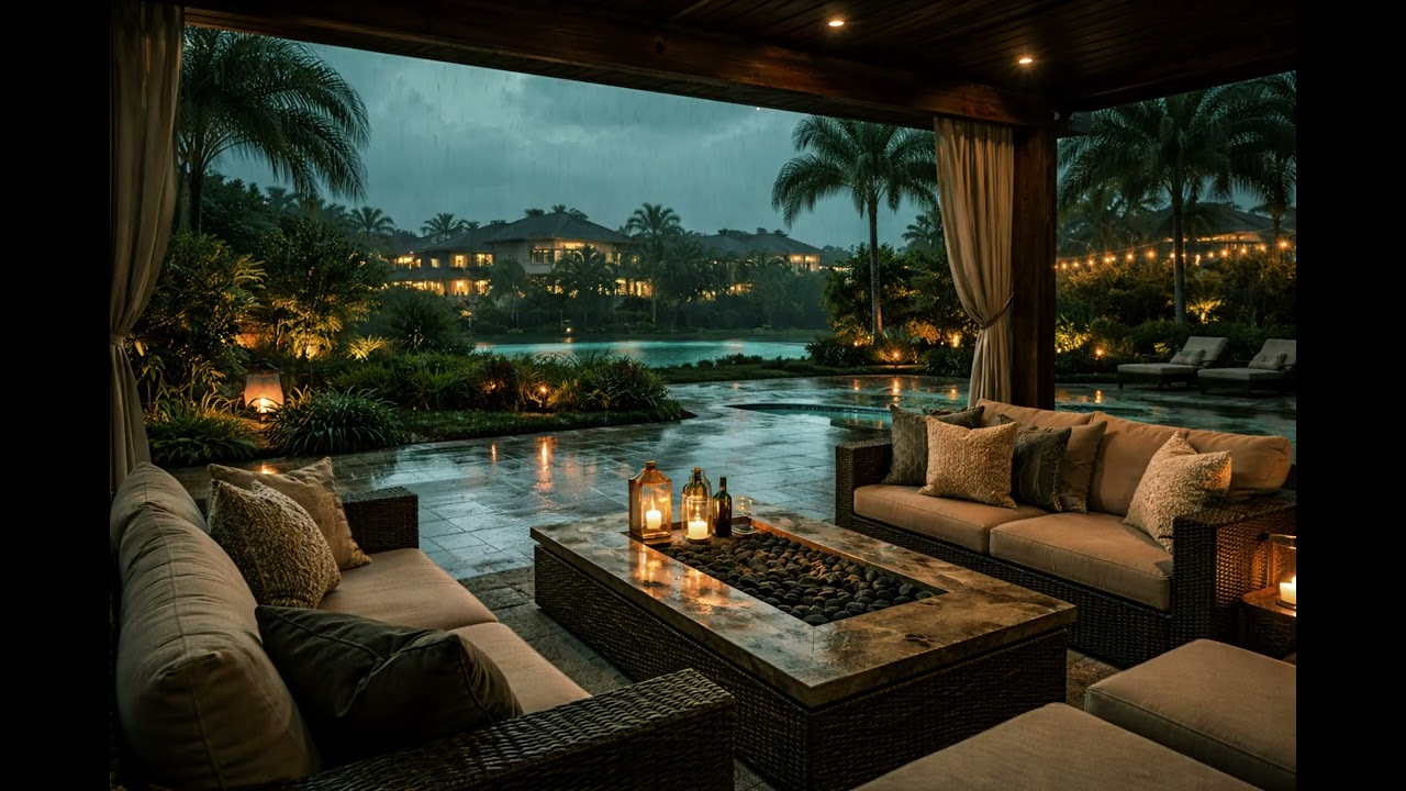 Luxury Backyard Jazz Ambience | Smooth 4K Nighttime Chill Music for Relaxation & Focus