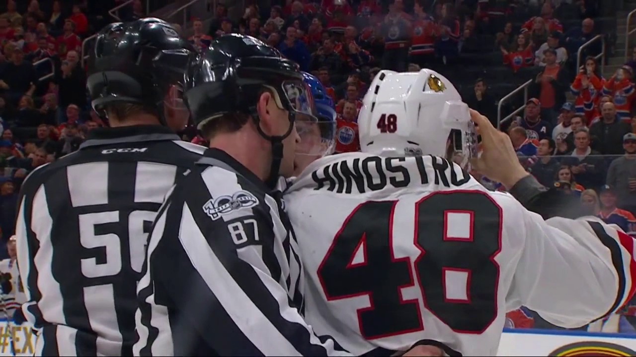 Hinostroza - Nugent-Hopkins drop the gloves