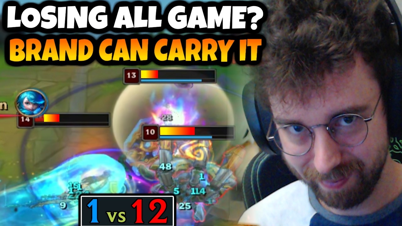 Behind 7500 Gold, 1 Kill to 12. Doesn't matter. I'm Brand Mid.