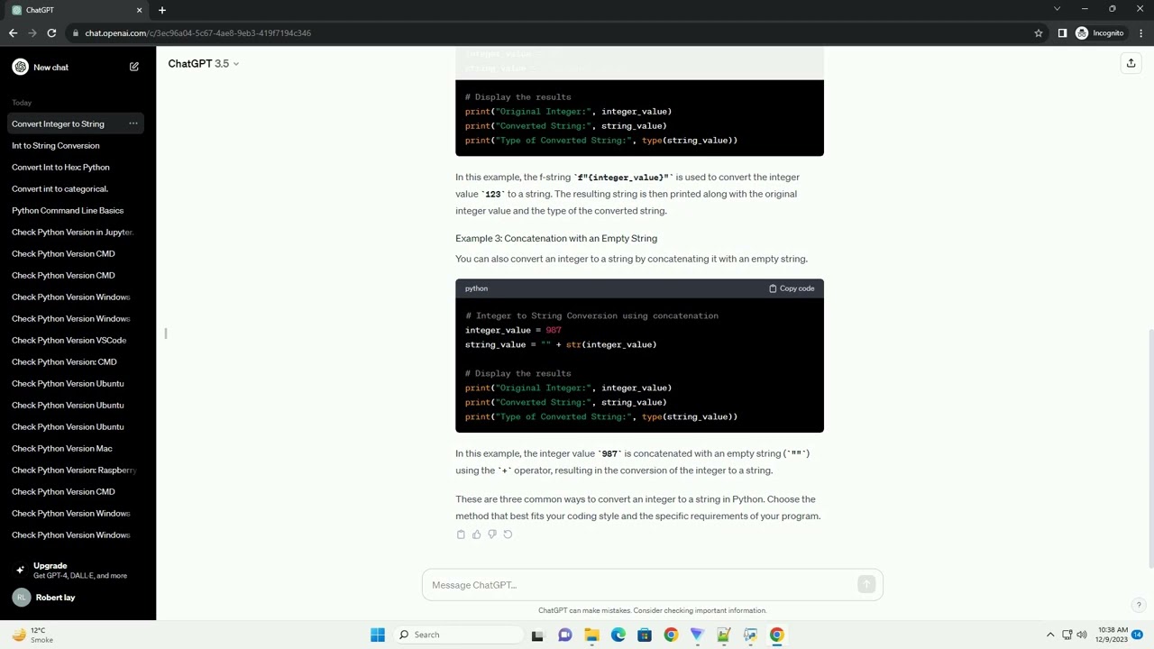 convert int to string python