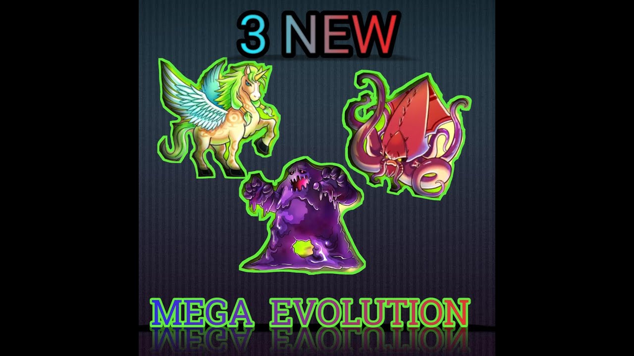 3 mega evolution, pegacorns, Terra and squidon in bulu monster