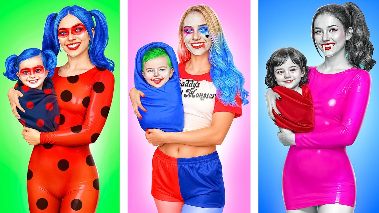 I Got Adopted by Superheroes! Harley Quinn Vs Vampire Vs LadyBug!