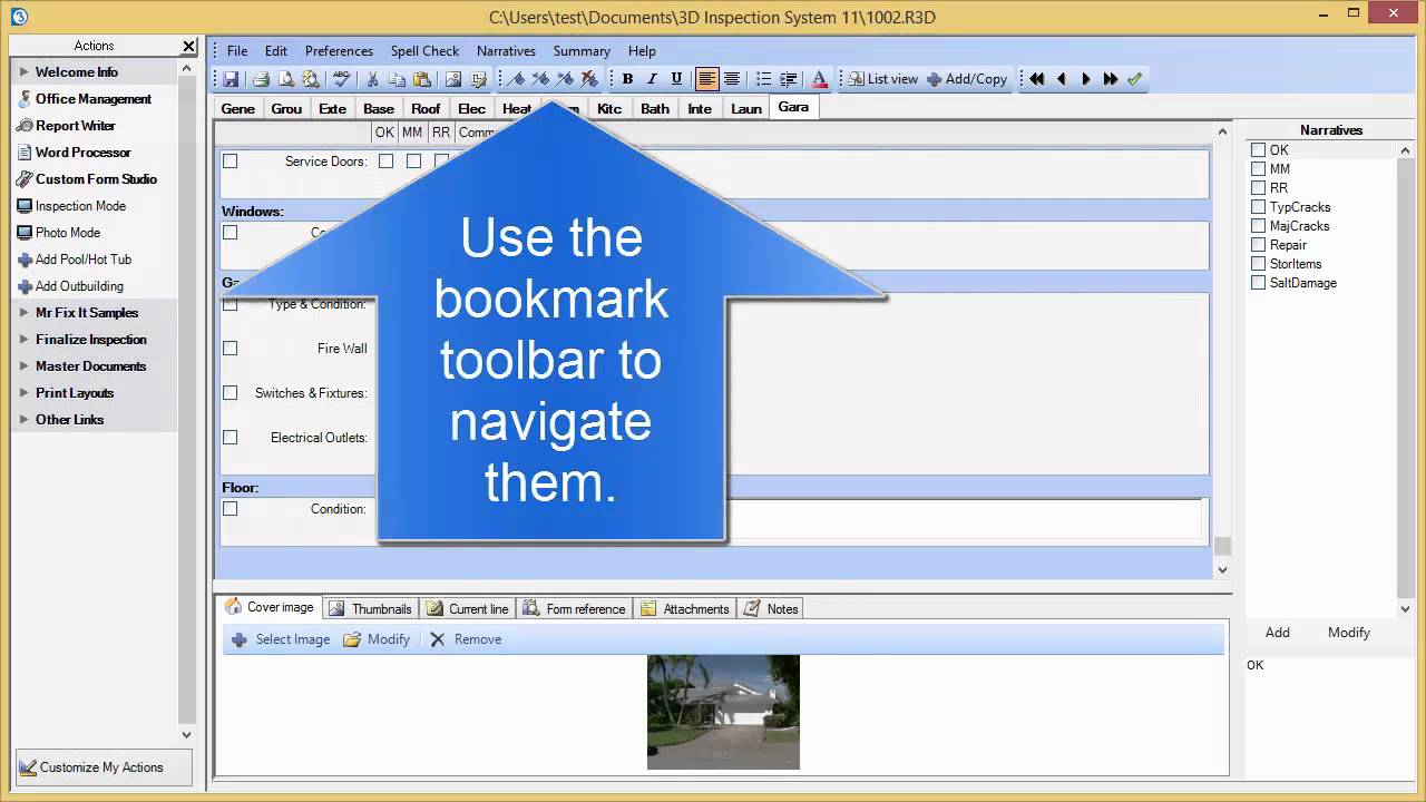 Save time by Bookmarking Inspection Photo and Comment areas