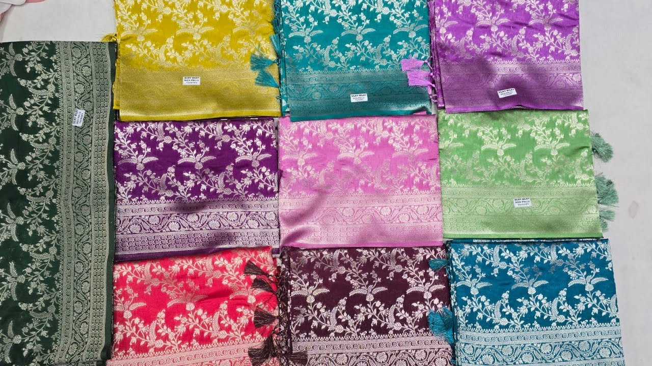 Latest New Banarasi Silk Saree semi fabric  mixed semi tussar Saree price 1390 🎉8838204488