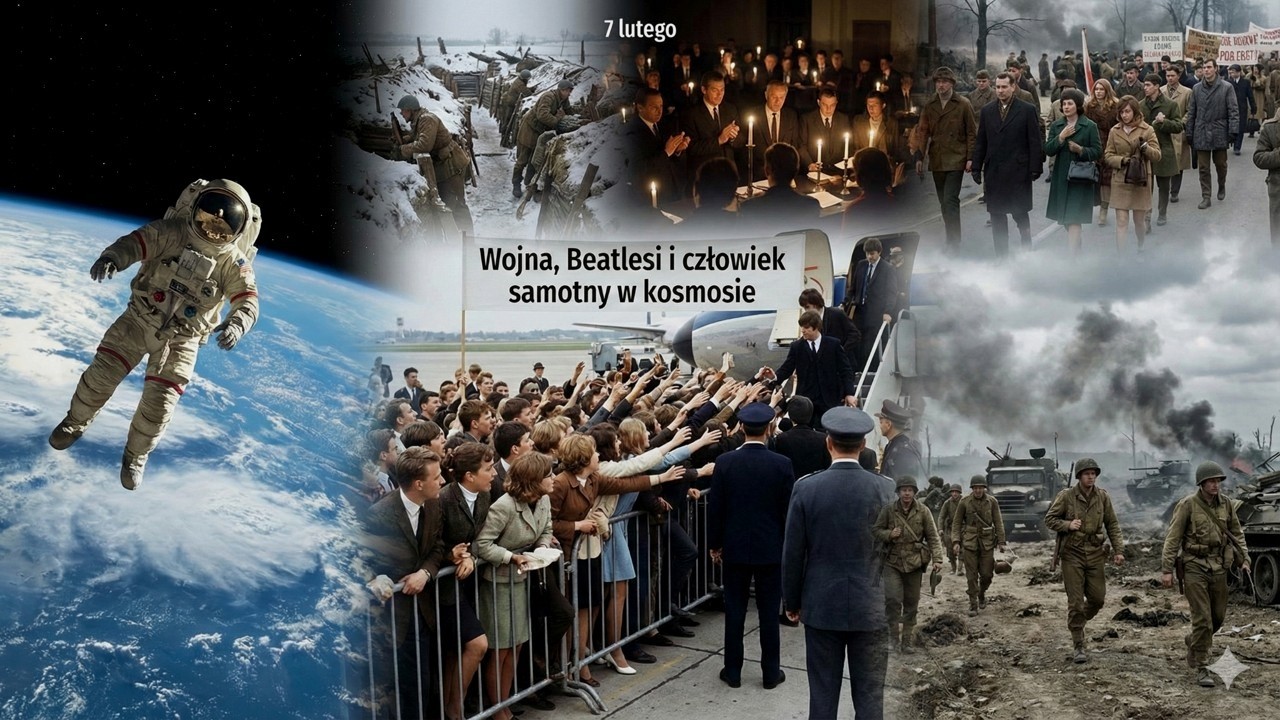 Wojna ,Beatlesi i Człowiek W Kosmosie 7-Lutego
