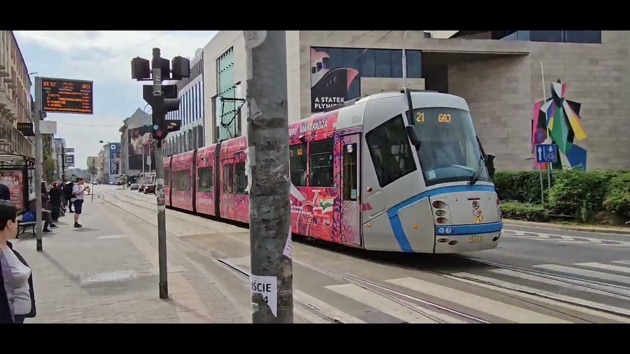 Trams and buses in Wrocław, Poland.