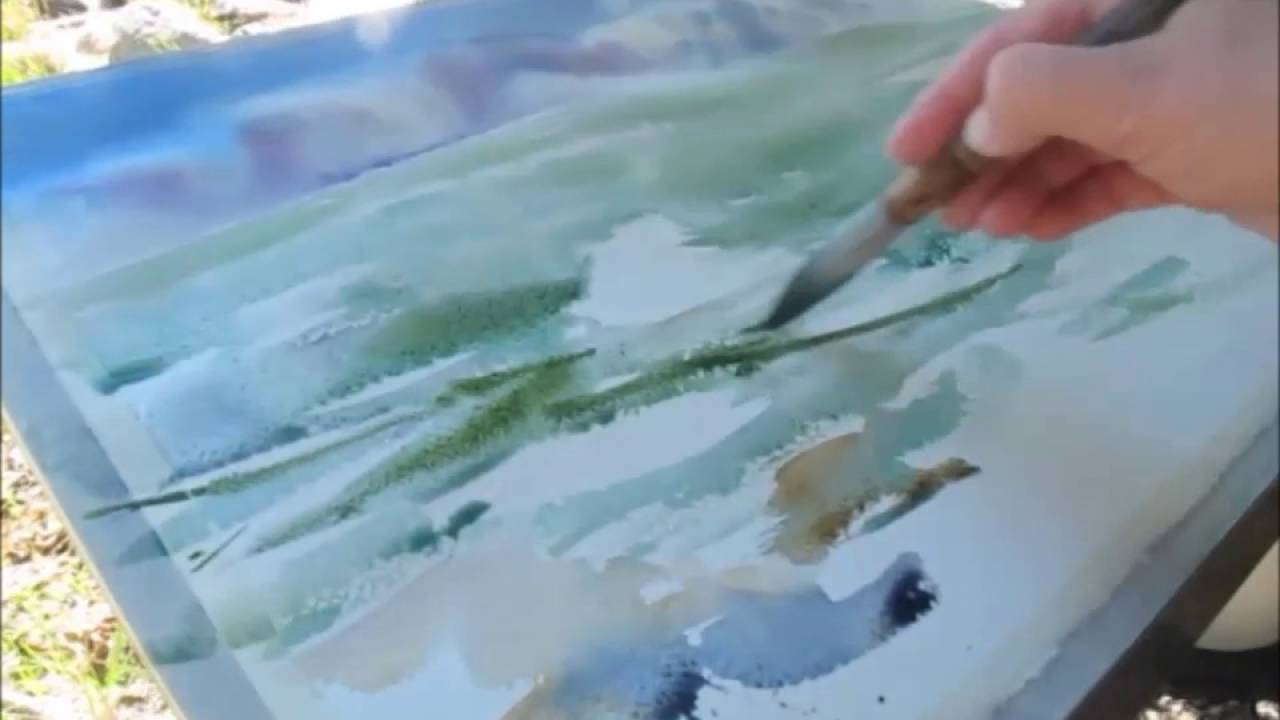 Ulkoilmamaalaus - akvarelli. Rantapuisto, Helsinki