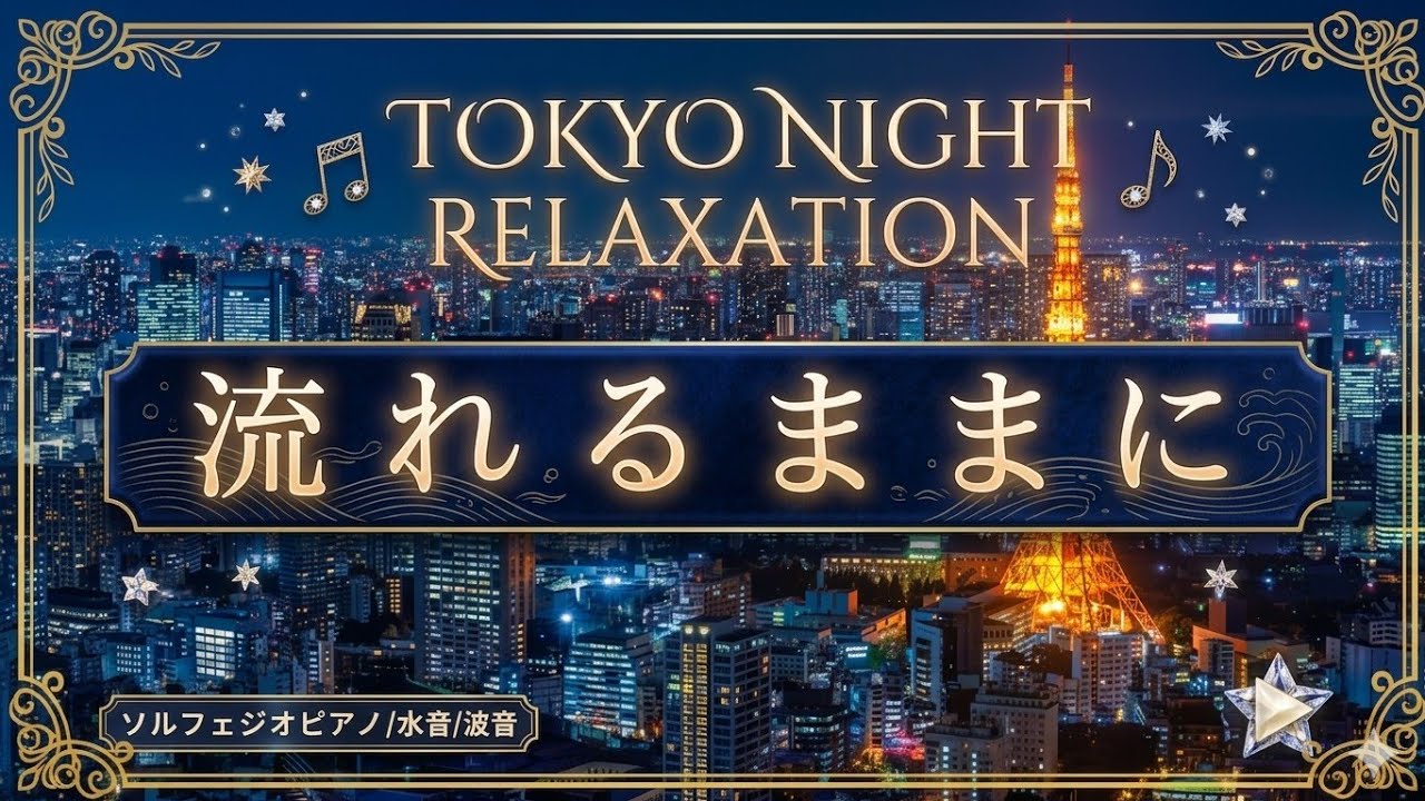 【東京の夜景とストレスケア】都会の灯り×自然音×ソルフェジオリラクゼーション/Tokyo Urban Sanctuary