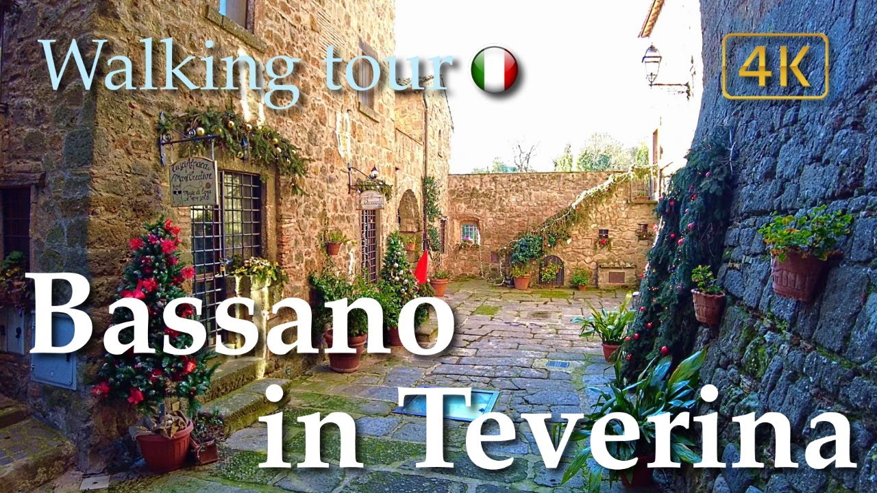 Bassano in Teverina (Lazio), Italy【Walking Tour】Historical info - 4K