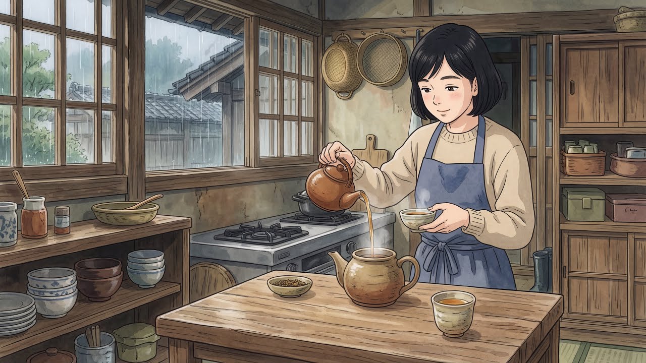 Rain Tapping the Old Eaves | A Cozy Ghibli-Style Soup Afternoon
