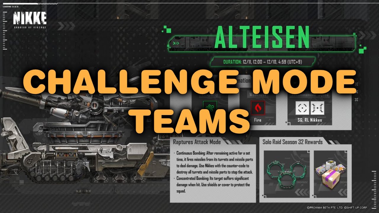 Alteisen Fire Advantage Boss Teams Guide - Solo Raid CHALLENGE MODE - Nikke | SR 32